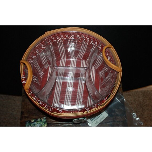 Longaberger 1999 Holiday Hostess Pinecone Basket, 2 Protectors, Liner & Tie-on - Picture 3 of 4